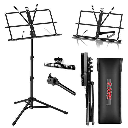 5Core Music Stand For Sheet Music Portable Tripod Adjustable Folding Note Holder BLACK-0