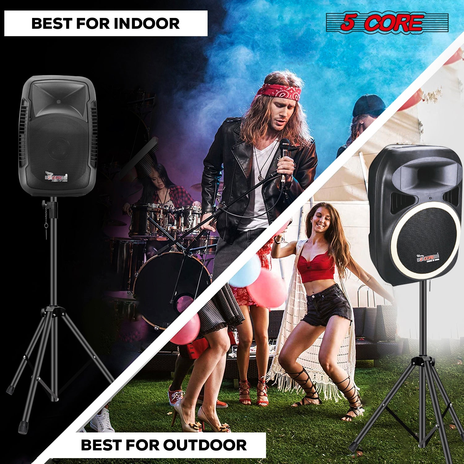 5 Core Speaker Stand Tripod Heavy Duty Adjustable Up to 72 Inch DJ Studio Monitor Stands Pole Mount Black-3