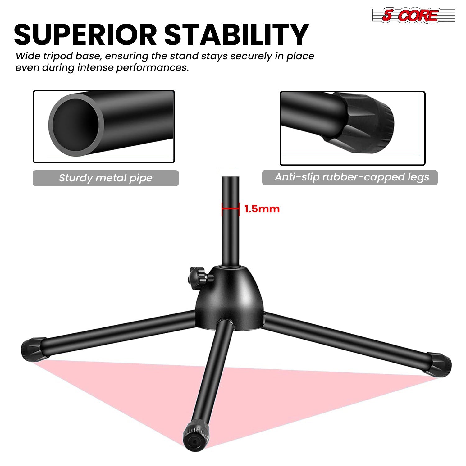 5Core Tripod Mic Stand Adjustable Heavy Duty Floor Holder Microphone Boom Arm 1 PC-4