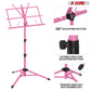 5Core Music Stand For Sheet Music Portable Tripod Adjustable Folding Note Holder Standard PINK-2