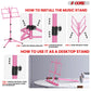 5Core Music Stand For Sheet Music Portable Tripod Adjustable Folding Note Holder Standard PINK-4