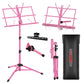 5Core Music Stand For Sheet Music Portable Tripod Adjustable Folding Note Holder Standard PINK-0